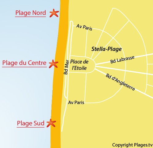 Carte de la plage centrale de Stella