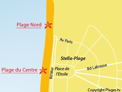 Carte de la plage Nord de Stella