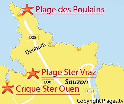 Carte de la plage de Ster Ouen à Belle Ile