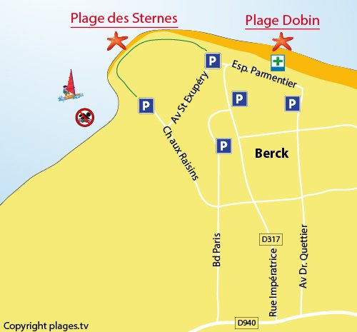 Mappa della Spiaggia delle Sterne a Berck