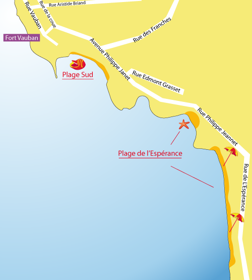 Map of South Coue Beach - Fouras