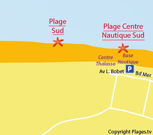 Carte de la plage sud du Touquet