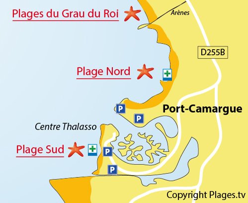 Mappa della Spiaggia Sud di Port Camargue