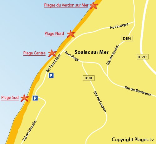 Plan de la plage Sud de Soulac sur Mer