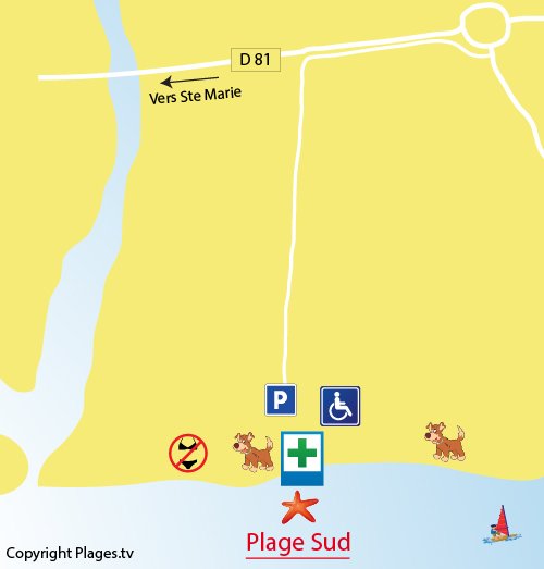 Map of Sud Beach in Torreilles