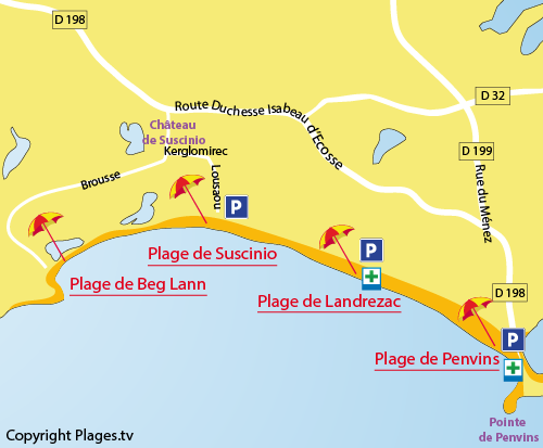 Plan de la plage de Suscinio à Sarzeau