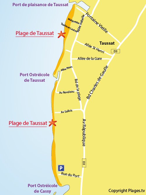 Carte de la plage de Taussat à Lanton