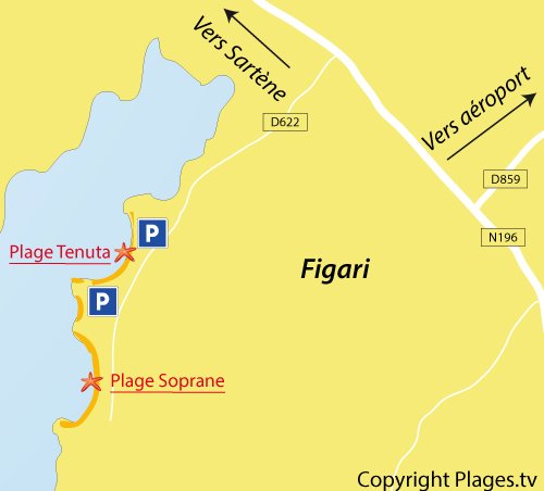 Plan de la plage de Tenuta à Figari