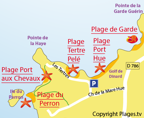 Map of Tertre Pelé Beach in St Briac sur Mer