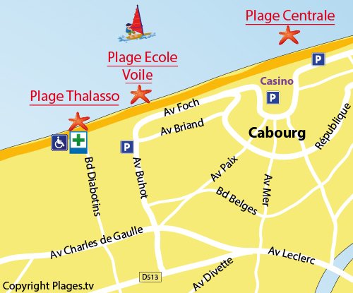 Plan de la plage de la Thalasso de Cabourg