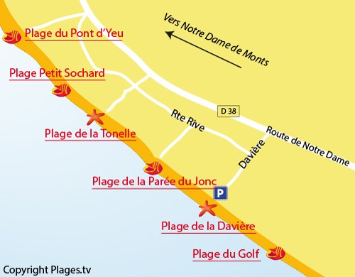 Map of Tonelle Beach in St Jean de Monts