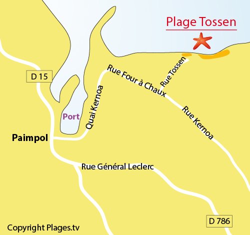 Plan de la plage du Tossen à Paimpol