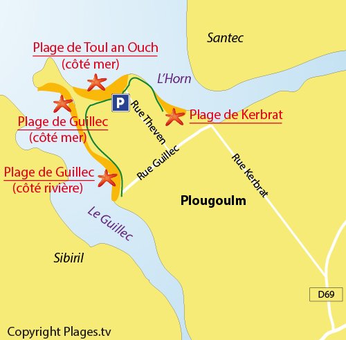 Carte de la plage de Toul an Ouch - Plougoulm