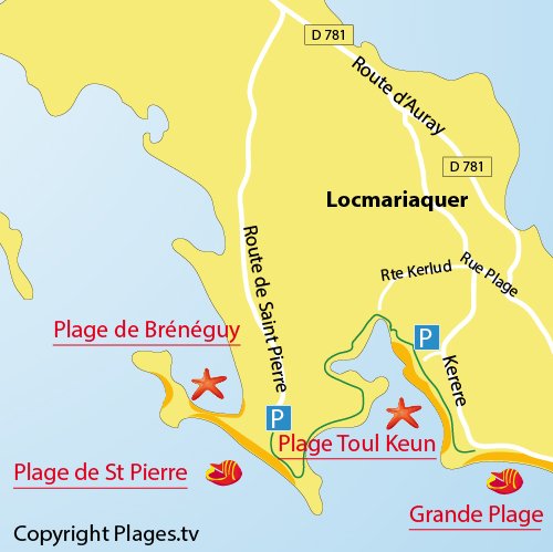 Carte de la plage de Toul Keun à Locmariaquer