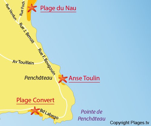 Map of Toulin Beach in Le Pouliguen