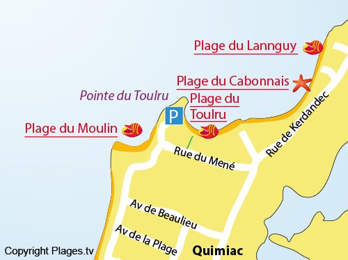 Carte de la plage du Toulru à Quimiac (44)