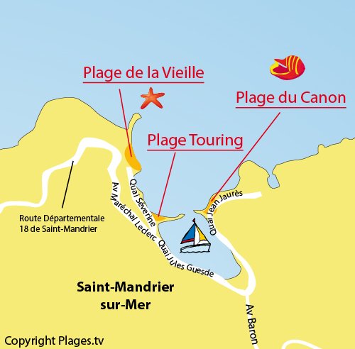 Carte de la plage du Touring à Saint Mandrier