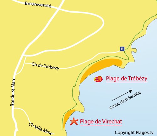 Map of Trébézy Beach in St Nazaire