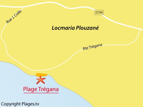 Carte de la plage de Trégana à Locmaria Plouzané