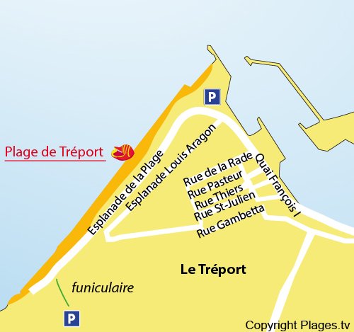 Map of Tréport beach in France