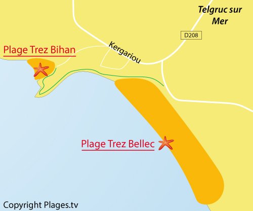 Carte de la plage de Trez Bellec à Telgruc sur Mer