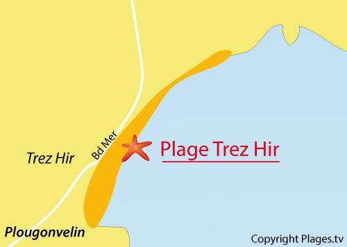 Carte de la plage de Trez Hir à Plougonvelin - Bretagne