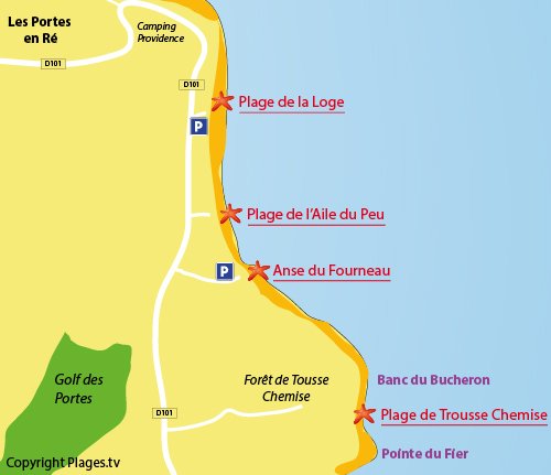 Map of Trousse Chemise Beach in Les Portes en Ré