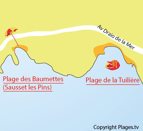 Map of Tuilière Beach in Carry le Rouet