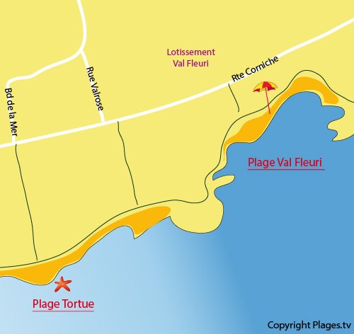 Map of Val Fleuri Beach in Saint Raphael