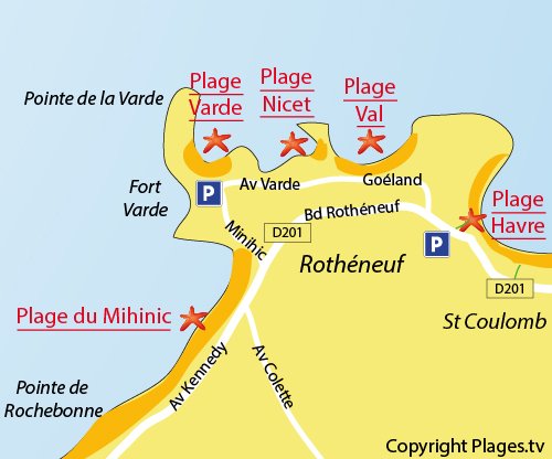 Carte de la plage du Val à St Malo