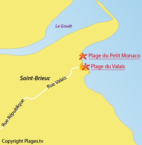 Carte de la plage du Valais de Saint-Brieuc