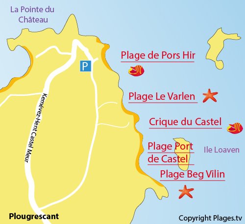 Plan de la plage du Varlen à Plougrescant