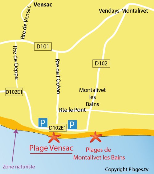 Carte de la plage de Vensac en Gironde