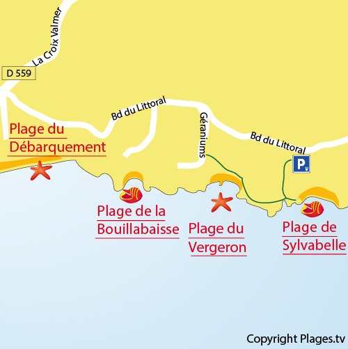 Carte de la plage du Vergeron à La Croix Valmer