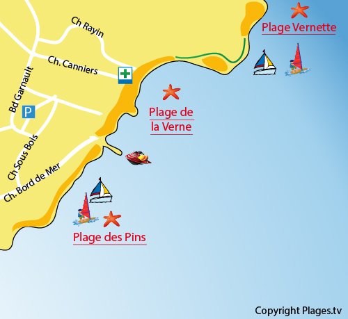 Map of Verne Beach in La Seyne sur Mer