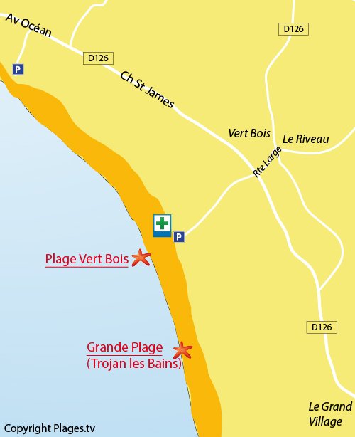 Carte de la plage de Vert Bois à Oléron