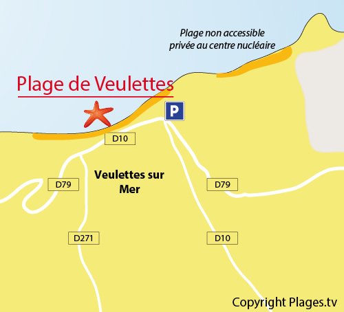 Map of Veulettes sur Mer beach