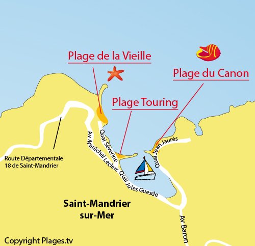 Map of Vieille Beach in Saint Mandrier