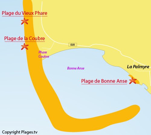 Carte de la plage du Vieux Phare à La Tremblade