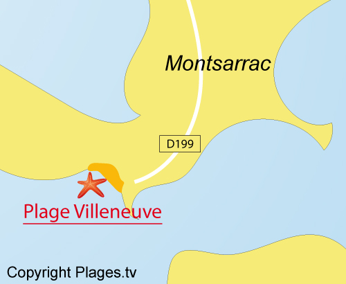 Carte de la plage du Villeneuve à Séné