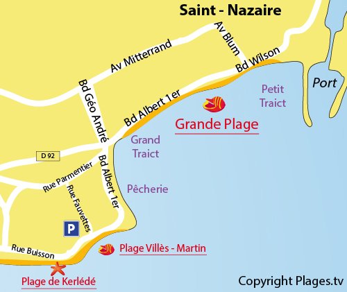 Carte de la plage de Villès Martin à St Nazaire