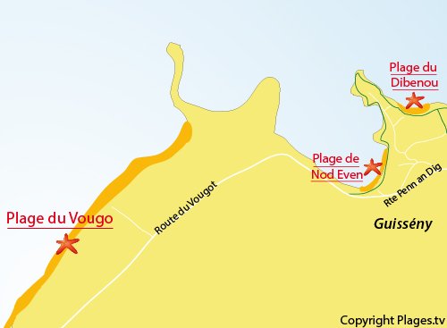 Carte de la plage du Vougout à Guissény