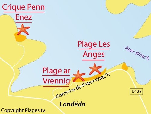 Carte de la plage de Vrennig à Landéda