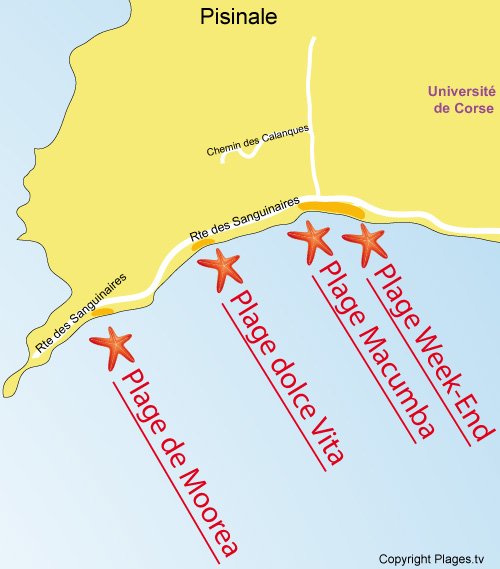 Carte de la plage Week-End à Ajaccio