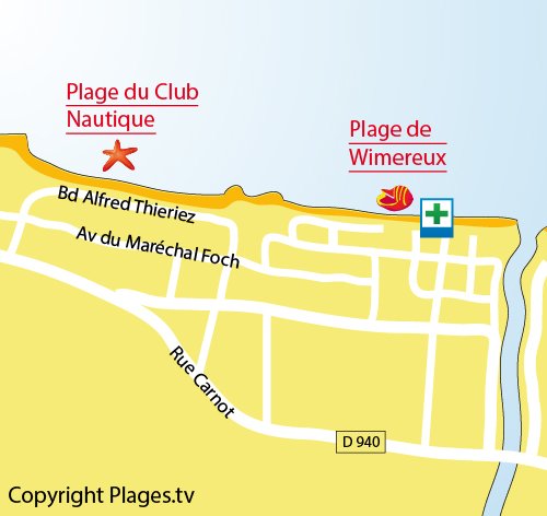 Carte de la plage de Wimereux