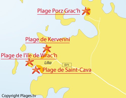 Carte de la plage de Wrac'h à Plouguerneau