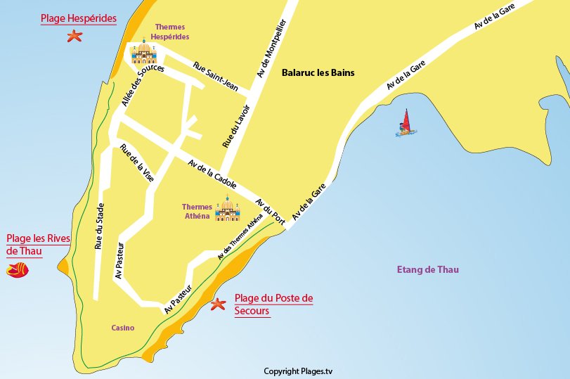 Carte des plages de Balaruc les Bains