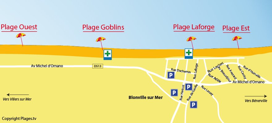 Plan des plages de Blonville sur Mer