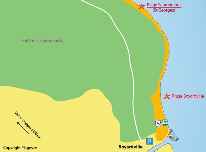 Carte des plages de Boyardville sur l'Ile d'Oléron