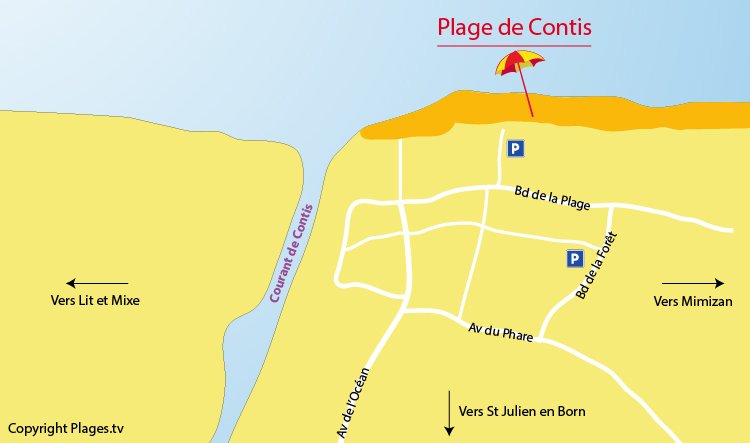 Plan de la plage de Contis